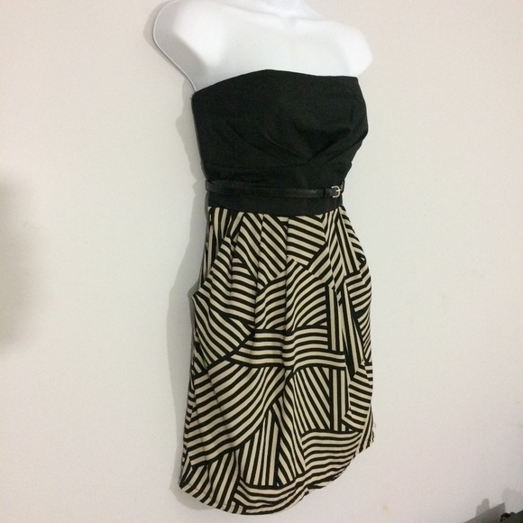 Forever 21 Womens S Black & Tan Strapless Dress - Picture 4 of 7